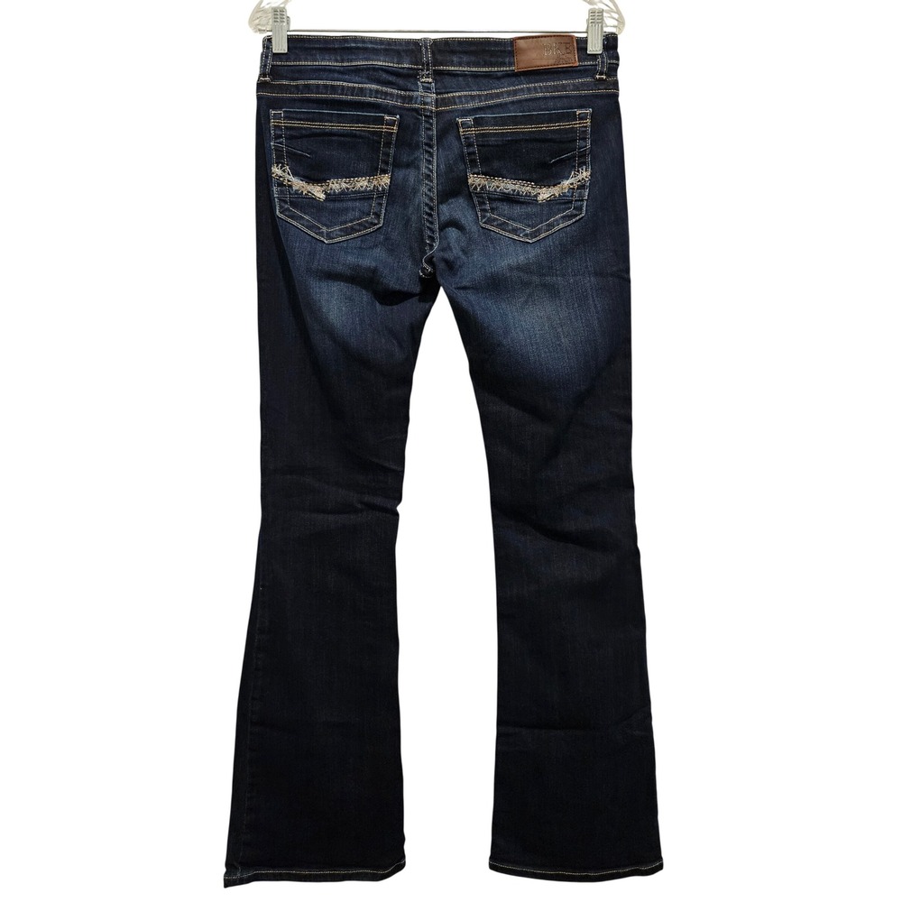 BKE Jeans Women 28L Dark Wash Sabrina Bootcut Low Rise Contrast Stitch 30x32.5